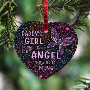Memorial Gift To Heaven - Daddy's Girl I Used To Be His Angel Heart Ornament | Christmas Ornament Printnd