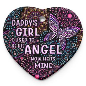 Memorial Gift To Heaven - Daddy's Girl I Used To Be His Angel Heart Ornament | Christmas Ornament Printnd