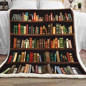 Book Lovers Fleece Blanket - Book Shelf Vintage Gift For Book Lovers Birthday Gift Home Decor Bedding Couch Sofa Soft and Comfy Cozy Printnd