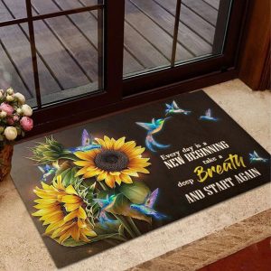 Memorial Sunflowers And Hummingbird Every Day Indoor and Outdoor Doormat Warm House Gift Welcome Mat Gift for Friend Family Printnd