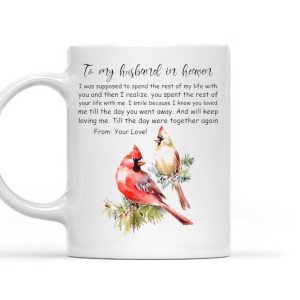 Husband Memorial To My Husband In Heaven - Cardinal Edge-to-Edge Mug Double Side Printed Ceramic Coffee Mug Tea Cups Latte Printnd