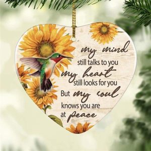 My Soul Knows You Are At Peace Hummingbird Heart Ornament Porcelain Ceramic Home Decorations Ornament Pendant Gifts For Christmas Tree Decor Printnd