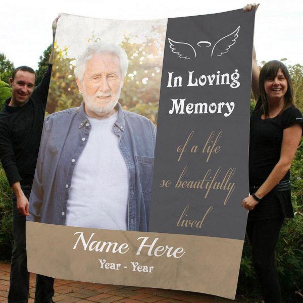 Personalized Memorial Blanket, A Life So Beautifully Lived Fleece Blanket Home Decor Bedding Couch Sofa Soft And Comfy Cozy, Memorial Gift Printnd