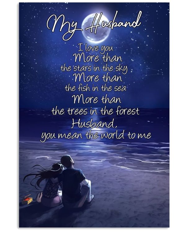 To My Husband I Love You More Than The Stars In The Sky Portrait Poster & Canvas For Valentine's Day For Husband Home Decor Wall Art Visual Art Printnd
