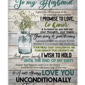 To My Husband I Will Always Love You Unconditionally Portrait Poster And Canvas Gift For Husband For Valentine's Day Home Decor Wall Art Visual Art Printnd