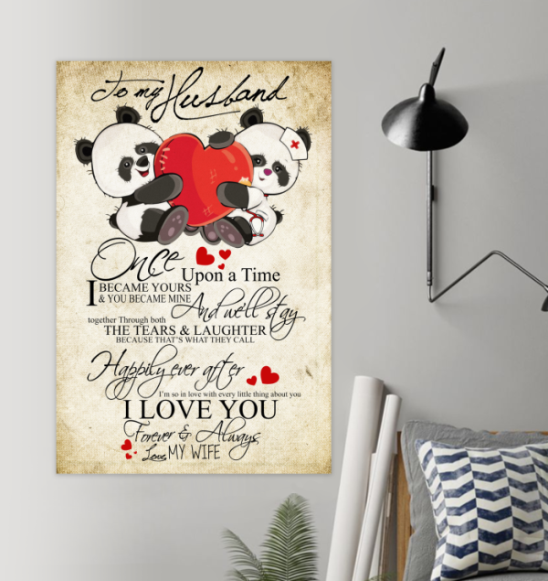 To My Husband I Love You Forever & Always Panda Couple Portrait Poster And Canvas Gift For Valentine's Day To Husband Home Decor Wall Art Visual Art Printnd
