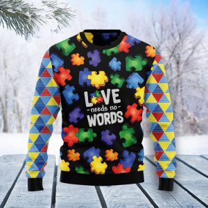Autism Love Ugly Christmas Sweater, Funny Family Ugly Christmas Holiday Sweater Gifts