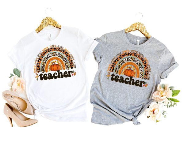 Teacher Fall Rainbow Shirt - Fall Teacher Shirt Printnd