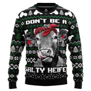 Cow Heifer Christmas Unisex Crewneck Sweater - Christmas Graphic Sweater - Ugly Christmas Sweater