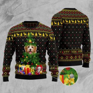Goldendoodle Pine Xmas Ugly Sweater - Christmas Outfits Gift - Ugly Christmas Sweater