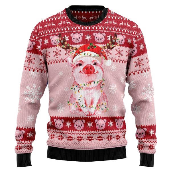 Lovely Pig Ugly Christmas Sweater - Christmas Crewneck Sweater