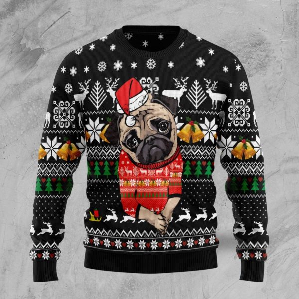 Lovely Pug Dog Ugly Christmas Sweater - Christmas Graphic Sweater