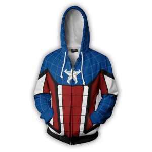 Spider-Man Hoodie - Captain America Zip Up Hoodie CSOS636