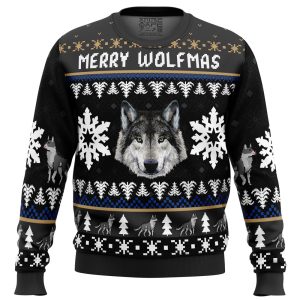 Merry Wolfmas Wolf Ugly Christmas Sweater