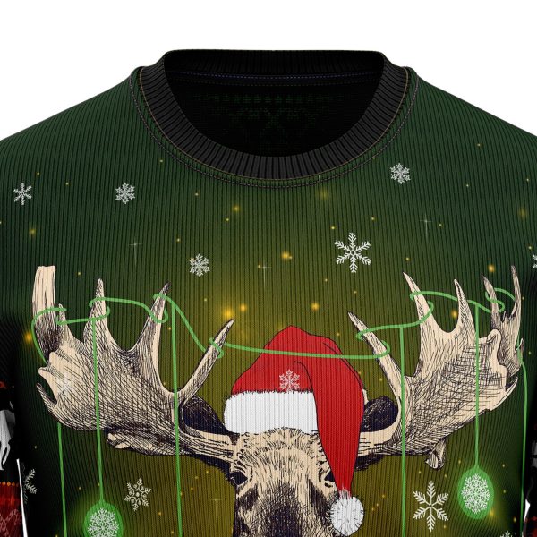 Merry Christmoose Unisex Ugly Christmas Sweater - Funny Family Ugly Christmas Holiday Sweater Gifts