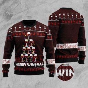 Merry Winemas Ugly Christmas Sweater - Funny Family Ugly Christmas Holiday Sweater Gifts