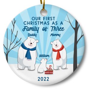 Personalized First Christmas as a Family of Three Ornament Printnd