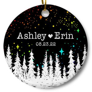 Personalized Couples Christmas Holiday Ornament - Cosmic Galaxy Printnd