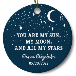 Personalized Sun Moon Stars Baby Christmas Ornament Printnd