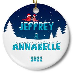 Personalized Couples Winter Christmas Holiday Ornament Printnd