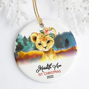 Personalized Baby Girl Tiger Cub Ornament Printnd