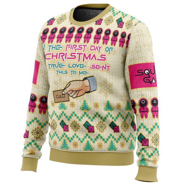 On the First Day of Christmas Squid Game Christmas Sweater