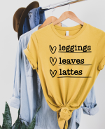 Leggings Leaves and Lattes Fall T-Shirt Printnd