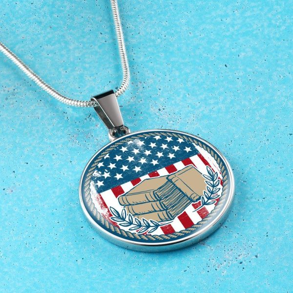American Flag & Book Necklace Printnd