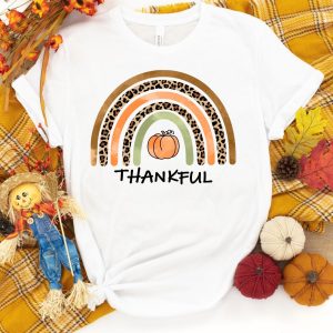 Thankful Rainbow Shirt - Fall Pumpkin T-Shirt Printnd