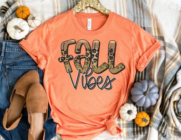 Fall Vibes Leopard Shirt - Fall Pumpkin T-Shirt Printnd