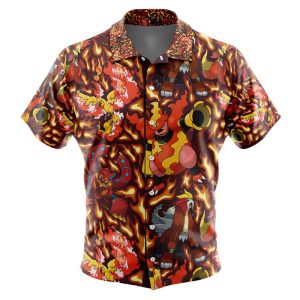 Lucario Pattern Pokemon Button Up Hawaiian Shirt